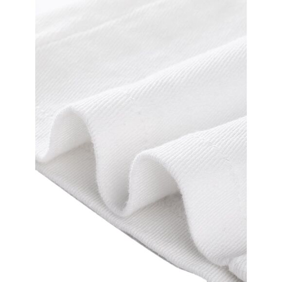 Women's Classic Adjustable Strap A-Line Overall Denim Dress White - Picture 5 of 6